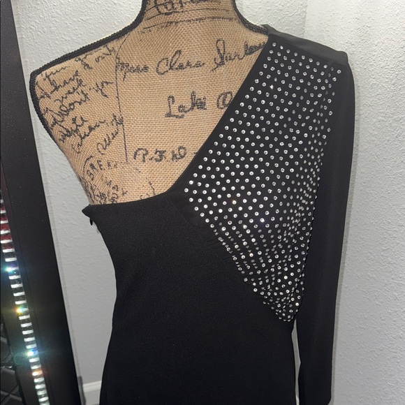 Express Black One-Shoulder Dress with rhinestone Accents - Picture 5 of 6